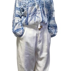 FREE PEOPLE Cream Linen Capris Size XS